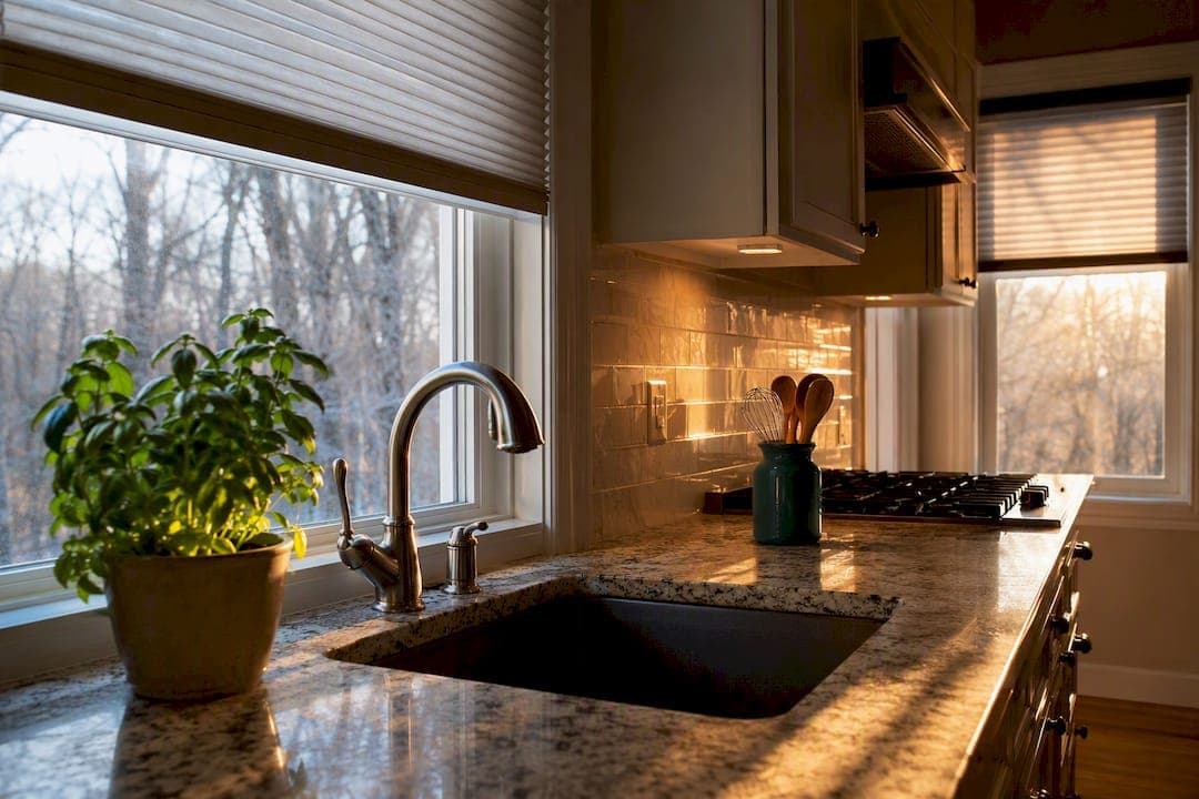 Zone Rules for Sink and Stove: Bucks County Kitchen Window Treatments